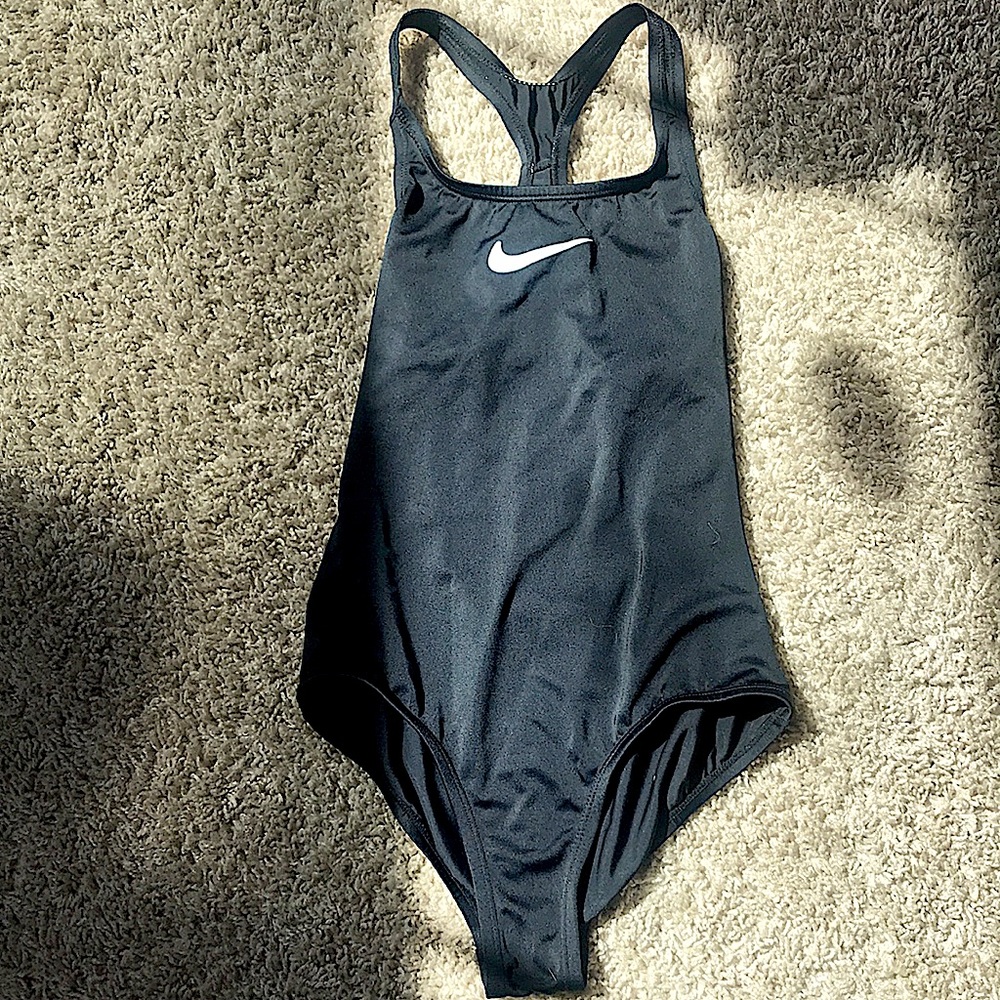 girls nike black one piece- open back